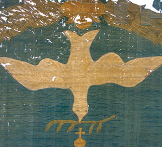 Friedensfahne der Stadt Münster von 1648 Fahne aus intarsierten Seidengeweben